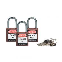 Brady 118963 - Nylon Padlock 1" Alum Shackle KA BN 3PK