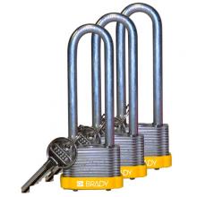 Brady 123255 - Steel Padlock 3" Steel Shkl KA YL 3PK