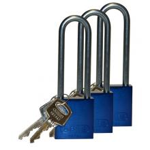 Brady 123303 - Alum Padlock 3" Alum Shackle KA BU 3PK