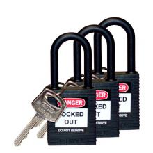 Brady 123338 - Nylon Padlock 1.5" Nylon Shkl KA BK 3PK