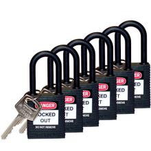 Brady 123347 - Nylon Padlock 1.5" Nylon Shkl KA BK 6PK