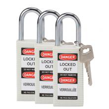 Brady 123422 - Long Body Nylon Padlock 1.5" KA WT 3PK