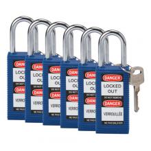 Brady 123424 - Long Body Nylon Padlock 1.5" KA BU 6PK