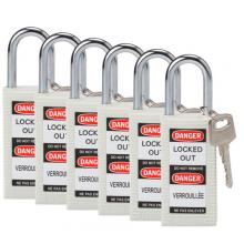 Brady 123404 - Long Body Nylon Padlock 1.5" KD WT 6PK