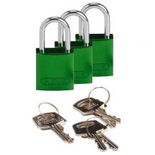 Brady 133281 - Comp Alum Padlock 1" KA GN 3PK