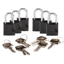 Brady 133266 - Comp Alum Padlock 1" KD BK 6PK