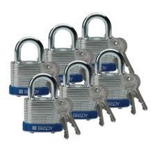 Brady 51280 - Steel Padlock 0.75 in Shackle KD BU 6PK