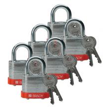 Brady 51283 - Steel Padlock 0.75 in Shackle KD OR 6PK