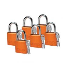 Brady 51368 - Alum Padlock 1" Alum Shackle KD OR 6PK