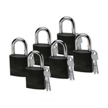 Brady 51369 - Alum Padlock 1" Alum Shackle KD BK 6PK