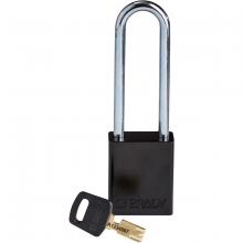 Brady ALU-BLK-76ST-KD - Alum Padlock 3" Steel Shackle KD BK