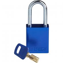 Brady ALU-BLU-38ST-KD - Alum Padlock 1.5" Steel Shackle KD BU