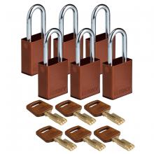 Brady ALU-BRN-38ST-KA6PK - Alum Padlock 1.5" Steel Shkl KA BN 6PK