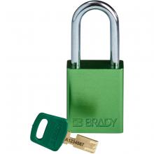 Brady ALU-GRN-38ST-KD - Alum Padlock 1.5" Steel Shackle KD GN