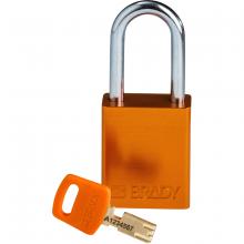 Brady ALU-ORG-38ST-KD - Alum Padlock 1.5" Steel Shackle KD OR