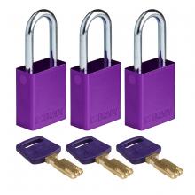 Brady ALU-PRP-38ST-KA3PK - Alum Padlock 1.5" Steel Shkl KA PL 3PK