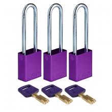 Brady ALU-PRP-76ST-KA3PK - Alum Padlock 3" Steel Shackle KA PL 3PK