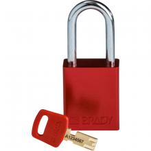 Brady ALU-RED-38ST-KD - Alum Padlock 1.5" Steel Shackle KD RD