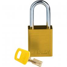 Brady ALU-YLW-38ST-KD - Alum Padlock 1.5" Steel Shackle KD YL