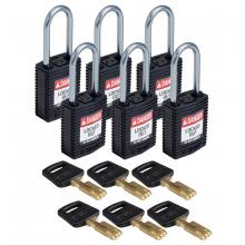 Brady CPT-BLK-38AL-KD6PK - Comp Lock Nylon 1.5" Alum Shkl KD BK 6PK