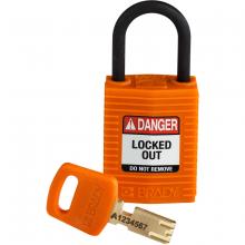 Brady CPT-ORG-25PL-KD - Comp Nylon Padlock 1" Plst Shkl KD OR