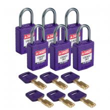 Brady CPT-PRP-25AL-KD6PK - Comp Padlock Nyl 1" Alum Shkl KD PL 6PK