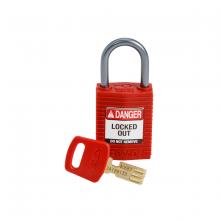 Brady CPT-RED-25AL-KD - Comp Padlock Nyl 1" Alum Shkl KD RD 1PK