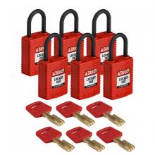 Brady CPT-RED-25PL-KD6PK - Comp Lock Nyln 1" Plastic Shkl KD RD 6PK