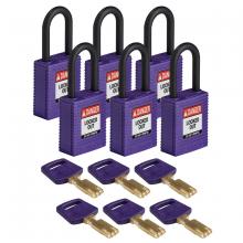 Brady NYL-PRP-38PL-KD6PK - Nylon Padlock 1.5" Plst Shkl KD PL 6PK