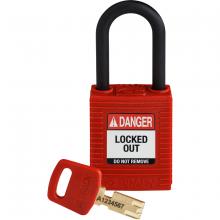 Brady NYL-RED-38PL-KD - Nylon Padlock 1.5" Plastic Shackle KD RD