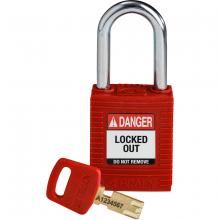 Brady NYL-RED-38ST-KD - Nylon Padlock 1.5" Steel Shackle KD RD