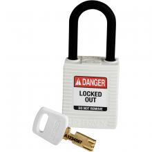 Brady NYL-WHT-38PL-KD - Nylon Padlock 1.5" Plst Shkl KD White