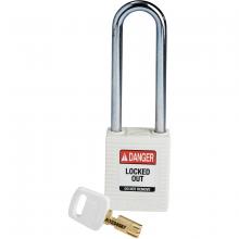 Brady NYL-WHT-76ST-KD - Nylon Padlock 3" Steel Shackle KD White