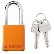 Brady SDAL-ORG-38ST-KD - Alum Padlock 1.5" Steel Shkl KD OR 1PK