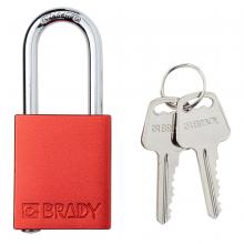 Brady SDAL-RED-38ST-KD - Alum Padlock 1.5" Steel Shkl KD RD 1PK