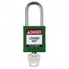 Brady SDPL-GRN-38ST-KD - Plastic Padlock 1.5" Stl Shkl KD GN 1PK