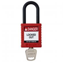 Brady SDPL-RED-38PL-KD - Plastic Padlock 1.5" Shackle KD RD 1PK