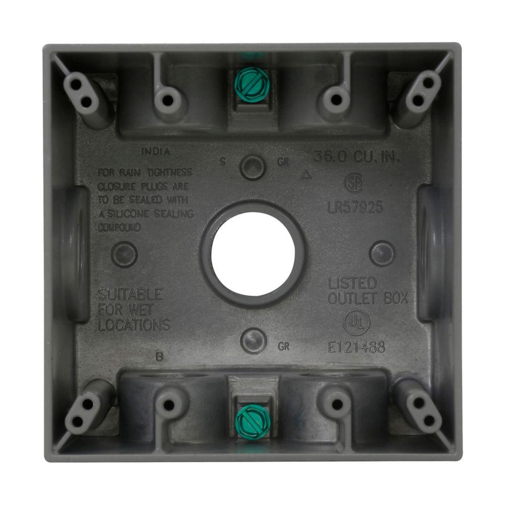 2 G WP OUT BOX 2 5/8 DP 3/4 7 HOLE GRAY