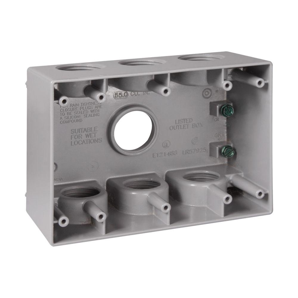 3 G WP OUT BOX 2 5/8 DP 1 IN 7 HOLE GRAY