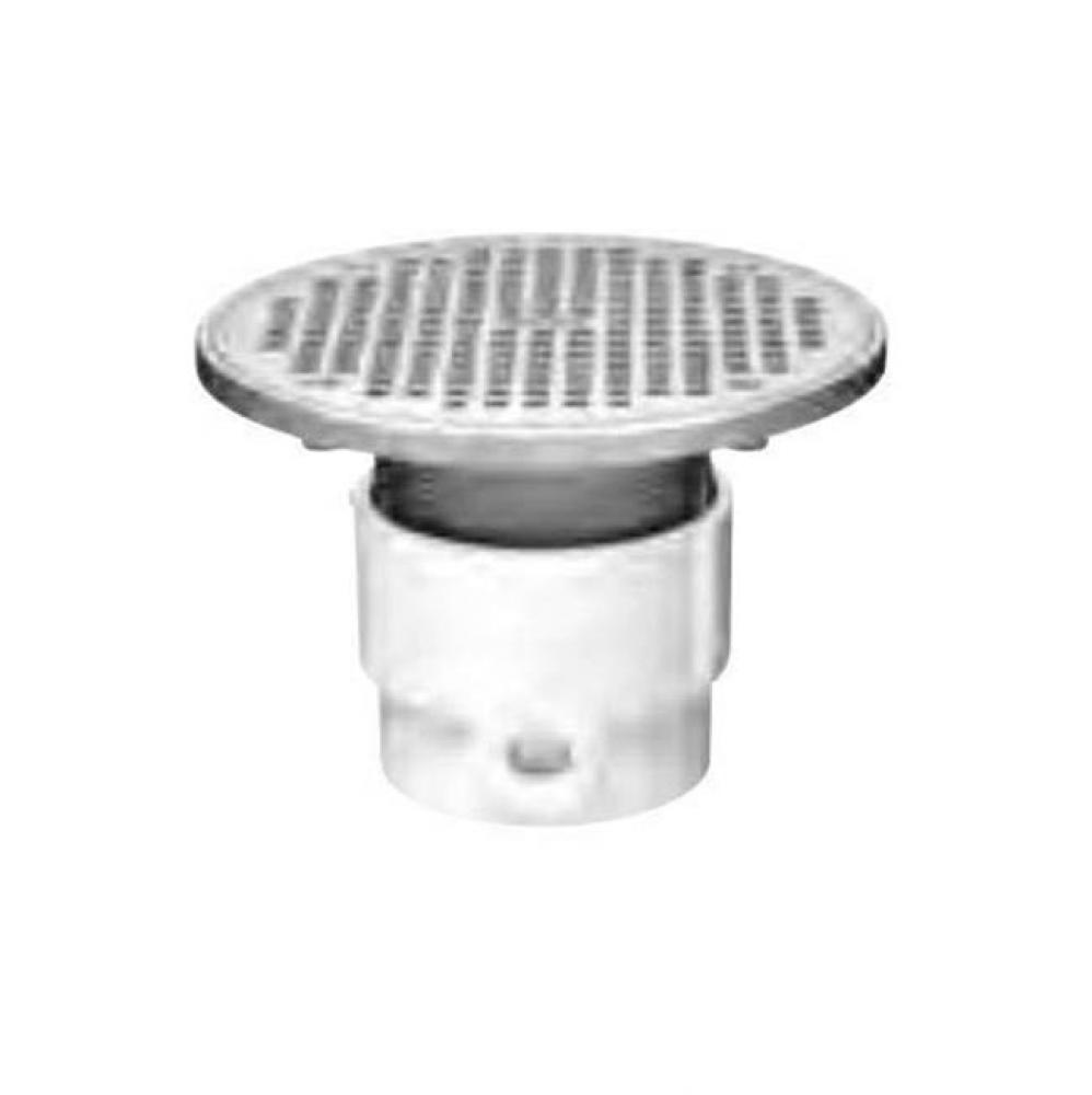 4 In. Adjustable Pvc Pipe Fit Drn W/6 In. Ni Strainer  Ring