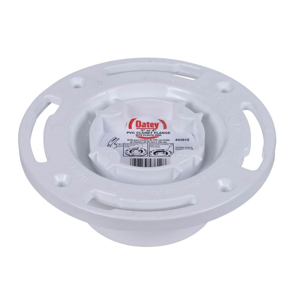 Easy Tap, 3&apos;&apos;X4&apos;&apos; Hub Flange, Testable, Pvc W/Pl Ring