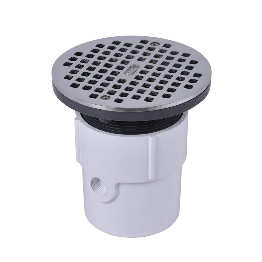 3 Or 4 In. Adjustable Pvc Drain W/Chrome Strainer