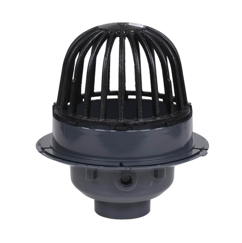 3 In. Pvc Roof Drain W/Cast Iron Dome  Dam Collar