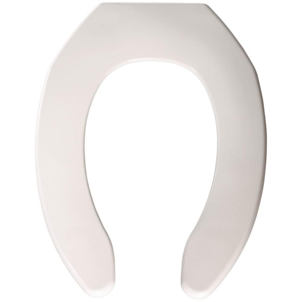 Elongated Plastic Open Front Less Cover Toilet Seat in White with Self-Sustaining Check Hinge