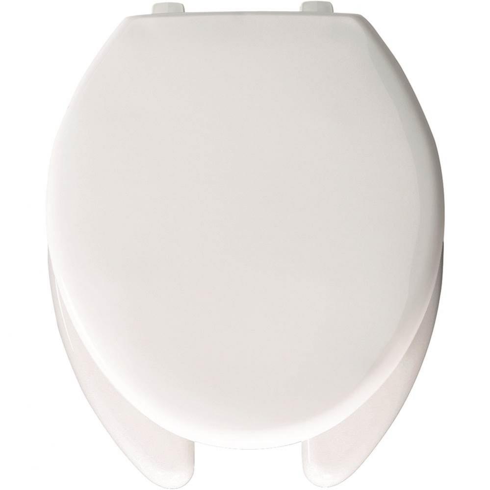 Elongated Plastic Open Front With Cover Toilet Seat in White with Top-Tite Hinge