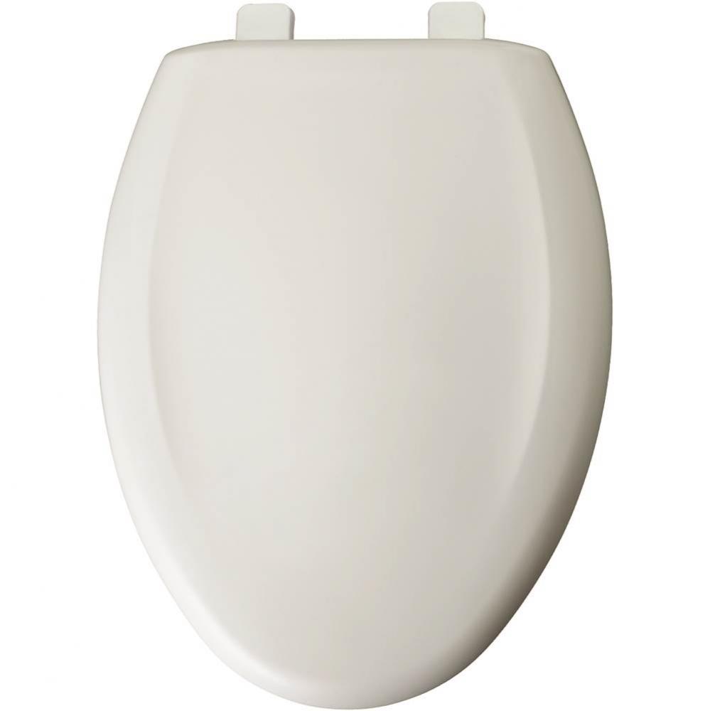 Elongated Plastic Toilet Seat in White with Top-Tite Hinge