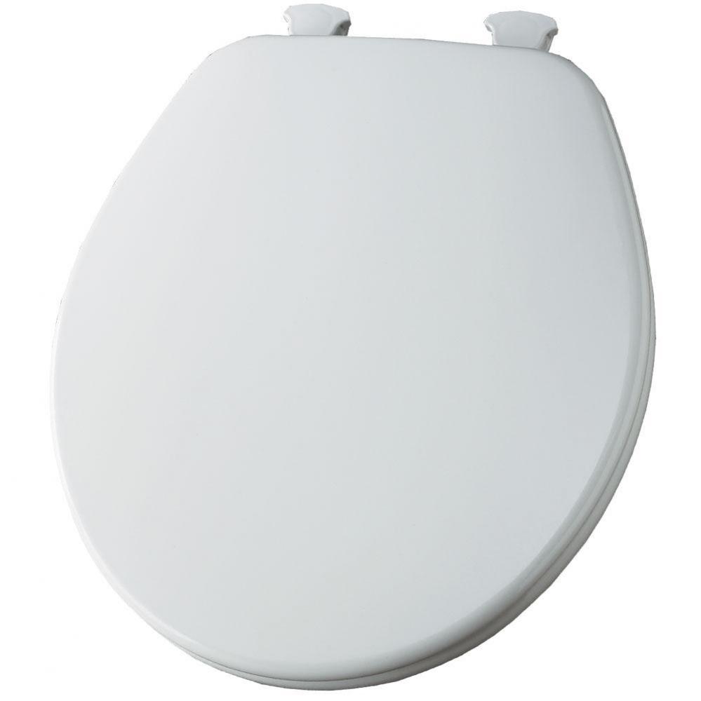 Round Enameled Wood Toilet Seat White Removes for Cleaning