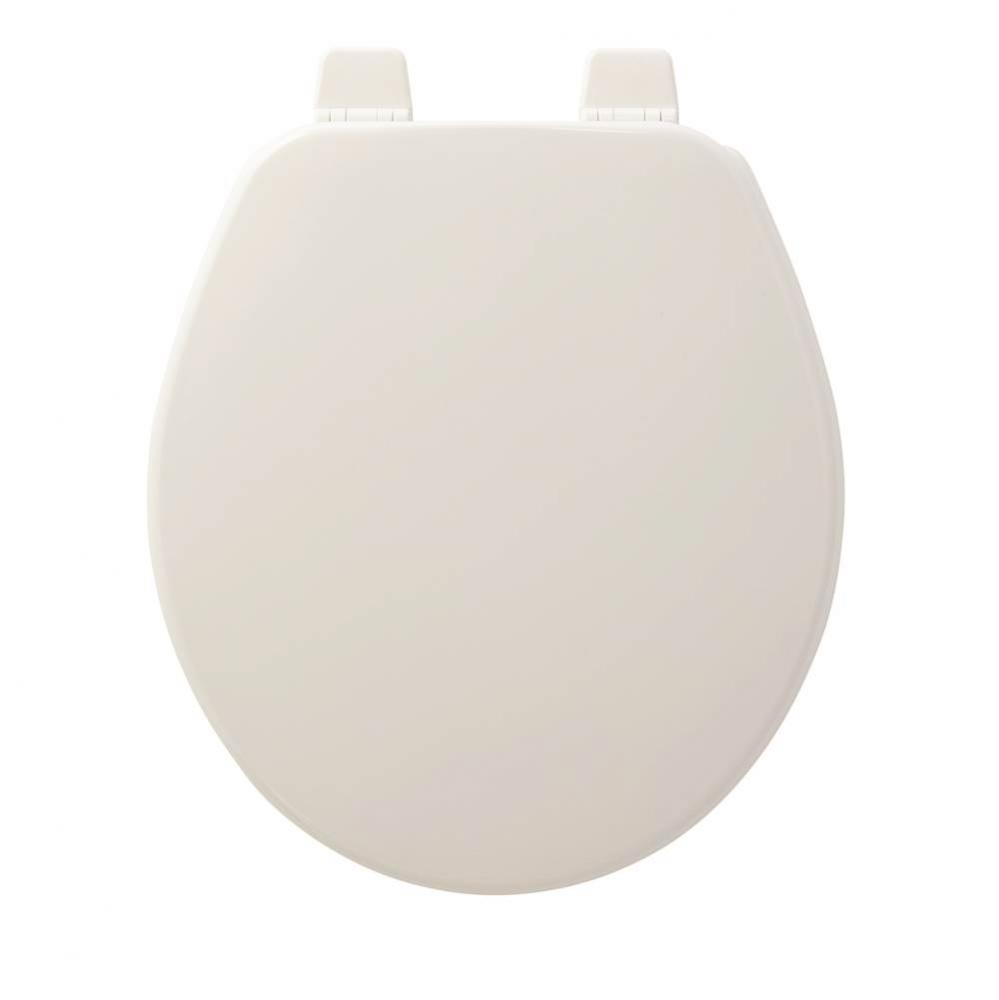 Round Enameled Wood Toilet Seat in White with Top-Tite STA-TITE Seat Fastening System and Precisio