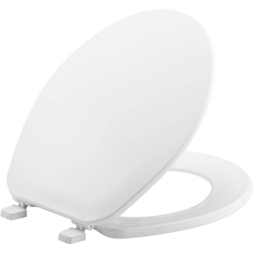 Round Plastic Toilet Seat in White with Top-Tite Hinge