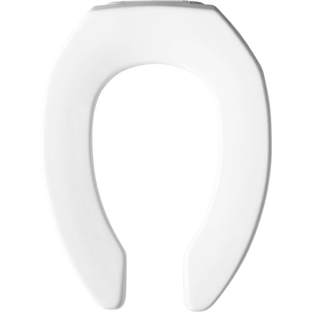 Elongated Open Front Less Cover Commercial Plastic Toilet Seat in White with STA-TITE Commercial F